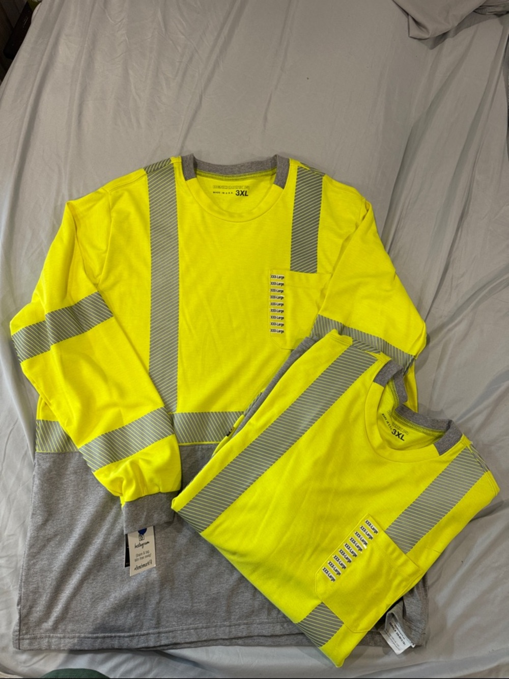 FR- Flame Resistant-Hi-Vis Safety Long Sleeve Shirt - Neon Yellow with Gray Trim